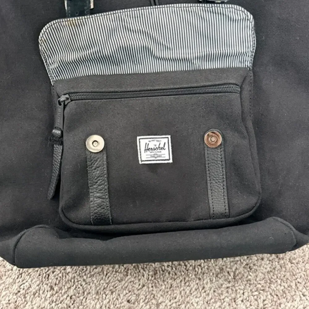 Herschel Supply Co Brand Black Backpack Classic Heavyweight Custom Cotton Canvas